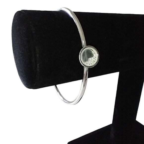 Crystal Floating Charms Locket Bracelet Bangle Silver Tone Modernist Academia. - Picture 6 of 16